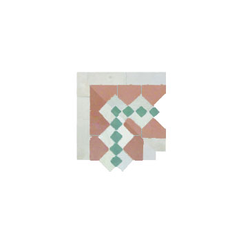 Mosaic House Moroccan tile Sarout S Corner 21-1-12 Pink White Light Green  zellige, mosaic, zellij, border, glaze, traditional, classic 